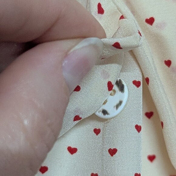 Vintage Saint Laurent red and white heart blouse with scarf long pleated skirt - Picture 5 of 11